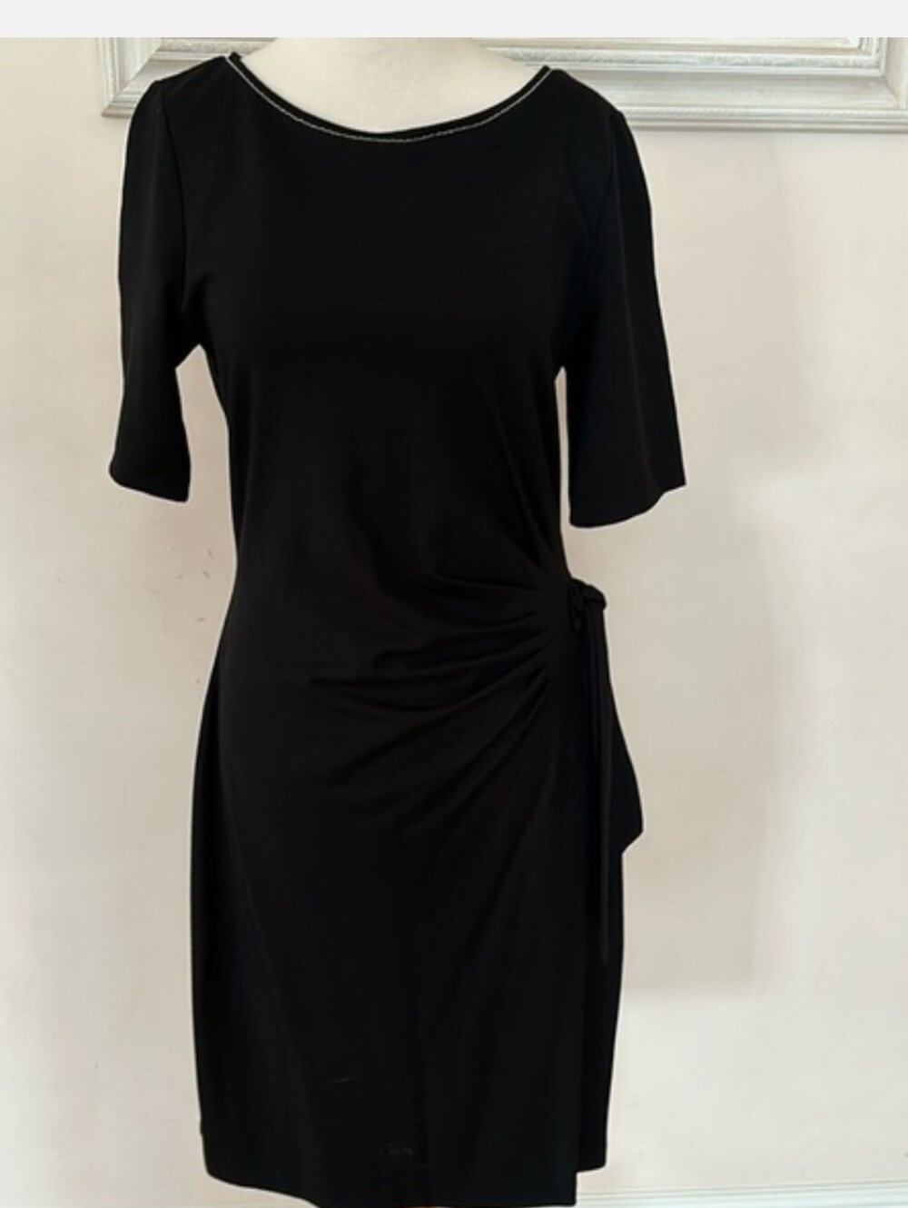 White House Black Market Classic Black Side-Tie Cocktail Dress Sz Med